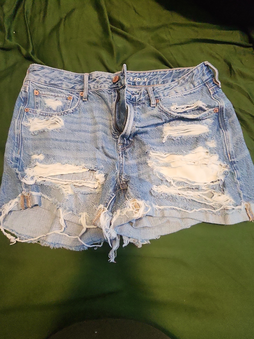 American Eagle Outfitters Light Wash Distressed Denim Shorts